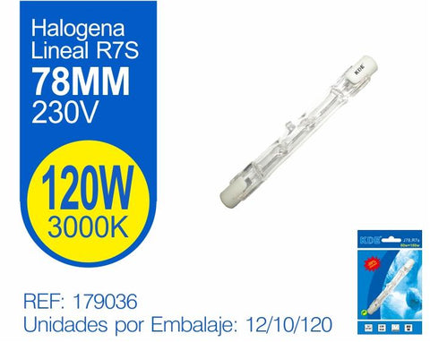 HALOGENA LINEAL R7S 120W 78mm