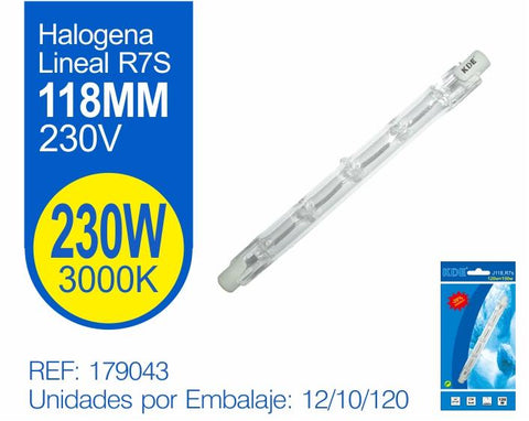 HALOGENA LINEAL R7S 230W 118mm