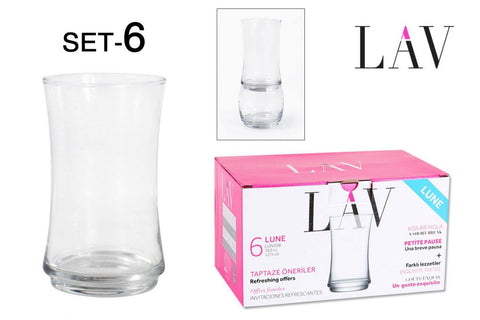 LUN358F SET 6 VASOS VIDRIO 365cc LUNE