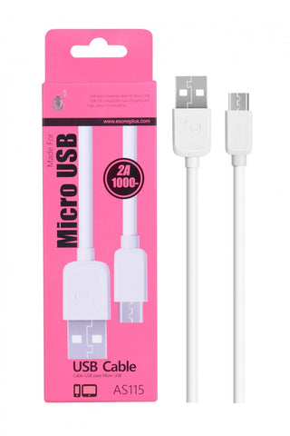 Cable de datos para Micro USB, 2A, 1M Blanco