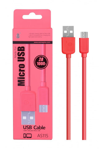Cable de datos para Micro USB, 2A, 1M Rojo