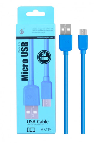 Cable de datos para Micro USB, 2A, 1M Azul