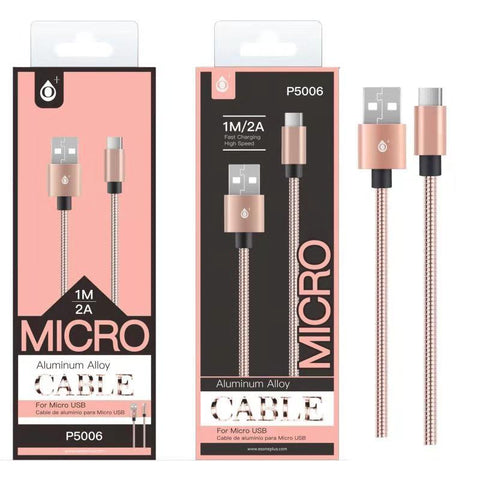 Cable de datos Merga Metalico para Micro USB, 2A, 1M Rosa
