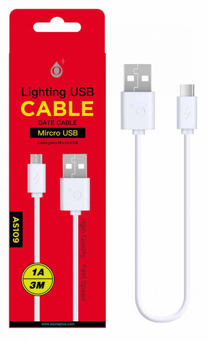 Cable de datos para Micro USB 1A, 3M Blanco