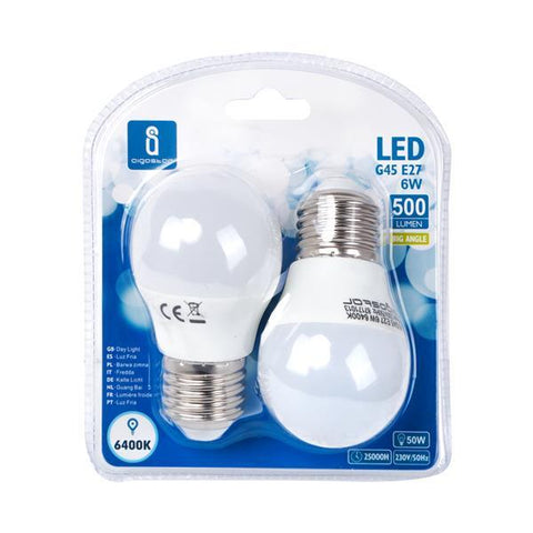 LED A5 G45 (2 pcs)(6W,E27,6400K)