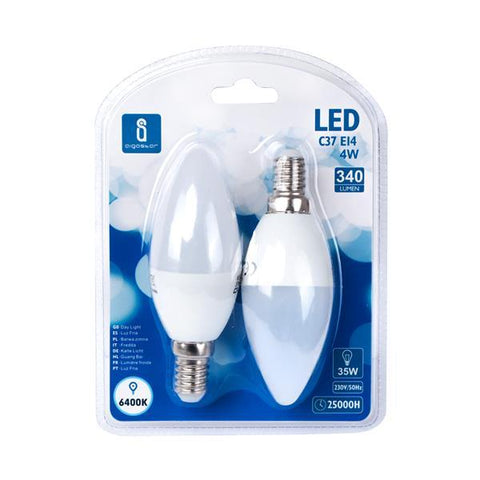 LED A5 C37 (2 pcs)(4W,E14,6400K)