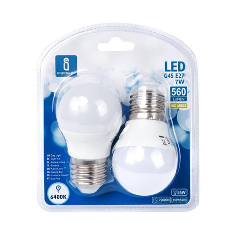 LED A5 G45 (2 pcs)(7W,E27,6400K)