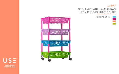 CESTA APILABLE MULTICOLOR 4ALTURAS