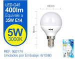 LED ESFéRICA G45 5W E14 LUZ CáLIDA