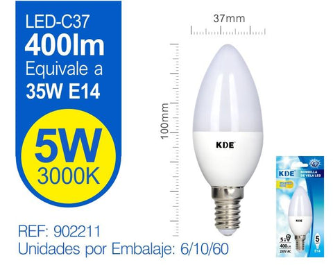 LED VELA C35 5W E14 LUZ CáLIDA