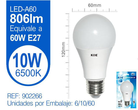 LED ESTáNDAR A60 10W E27 LUZ FRíA