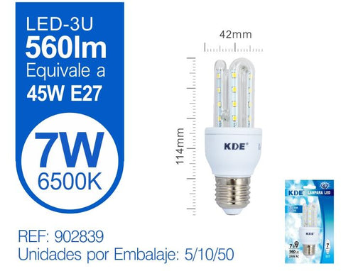 LED 3U 7W E27 LUZ FRíA