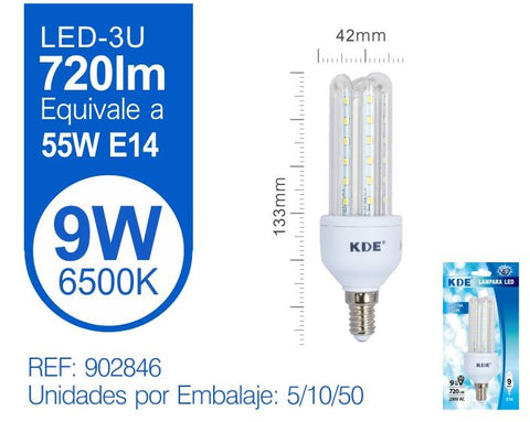 LED 3U 9W E14 LUZ FRíA