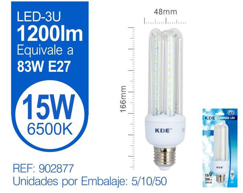 LED 3U 15W E27 LUZ FRíA