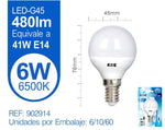 LED ESFéRICA G45 6W E14 LUZ FRíA