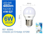 LED ESFéRICA G45 6W E27 LUZ CáLIDA