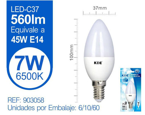 LED VELA C37 7W E14 LUZ FRíA