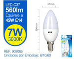 LED VELA C37 7W E14 LUZ CáLIDA