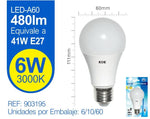 LED ESTáNDAR A60 6W E27 LUZ CáLIDA