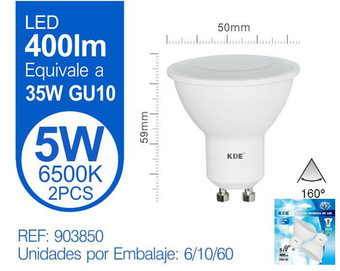 LED GU10 5W LUZ FRíA X2