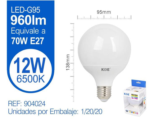 LED ESFéRICA G95 12W E27 LUZ FRIA