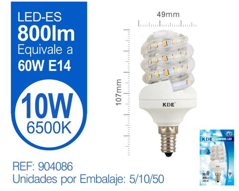 LED ESPIRAL 10W E14 LUZ FRIA