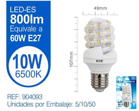 LED ESPIRAL 10W E27 LUZ FRIA