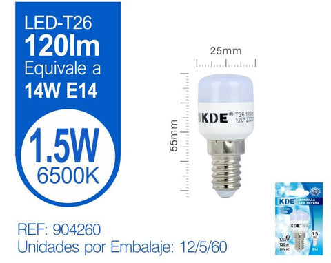 LED NEVERA 1.5W E14 LUZ FRIA