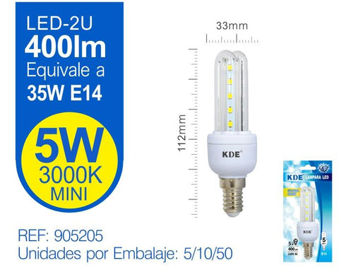 LED 2U MINI 5W E14 LUZ CáLIDA