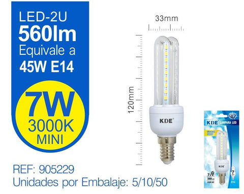 LED 2U MINI 7W E14 LUZ CáLIDA