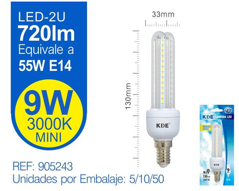 LED 2U MINI 9W E14 LUZ CáLIDA