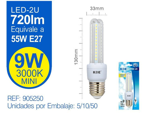 LED 2U MINI 9W E27 LUZ CáLIDA