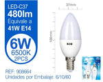 LED VELA C37 6W E14 LUZ FRIA X2