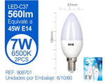 LED VELA C37 7W E14 LUZ FRIA X2