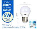 LED ESFERICA G45 5W E27 LUZ NATURAL X2