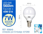 LED ESFERICA G45 7W E14 LUZ NATURAL X2