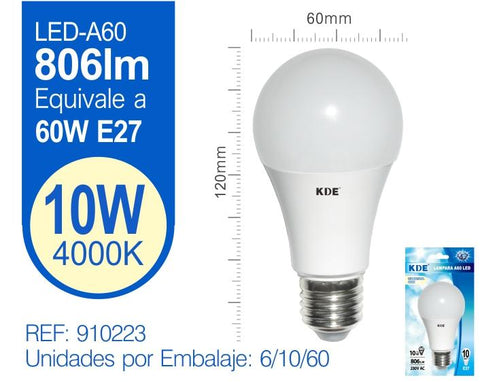 LED ESTáNDAR A60 10W E27 LUZ NATURAL