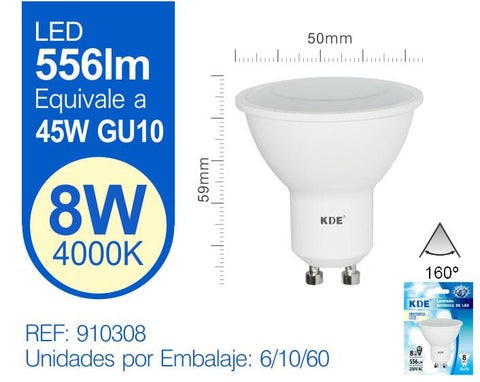 LED GU10 8W LUZ NATURAL