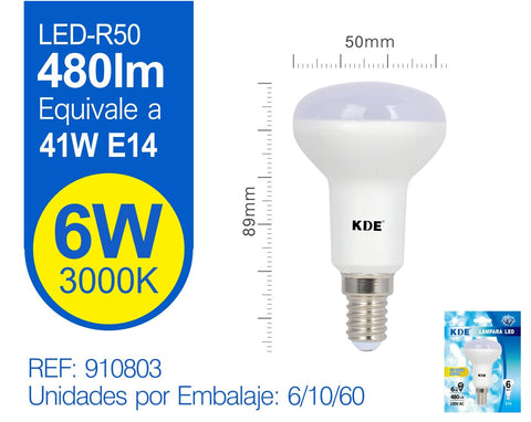 LED REFLECTORA R50 6W E14 CALIDA
