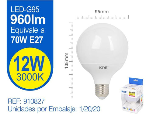 LED ESFéRICA G95 12W E27 LUZ CALIDA