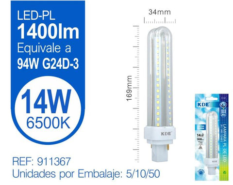 LED PL 14W G24D-3 LUZ FRíA