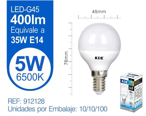 LED ESFéRICA G45 5W E14 LUZ FRíA C