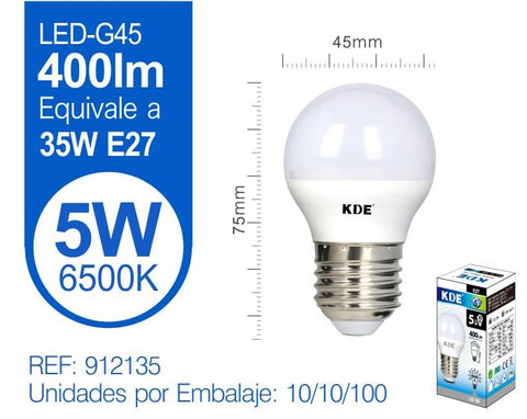 LED ESFéRICA G45 5W E27 LUZ FRíA C