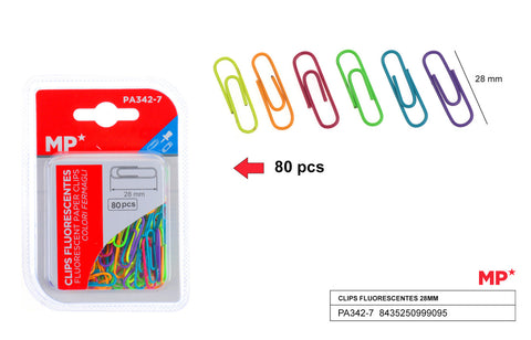 CLIPS FLUORESCENTES 28MM 80 UDS MP