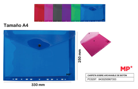 CARPETA SOBRE ARCHIVABLE A4 VARIOS COLORES MP