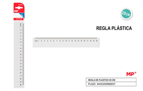 REGLA DE PLASTICO 20CM MP