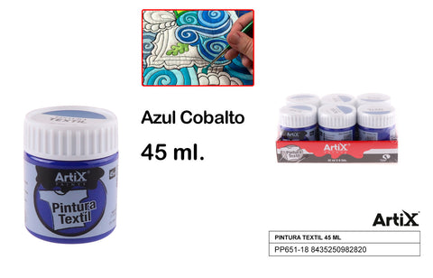 PINTURA TEXTIL AZUL COBALTO 45 ML ARTIX